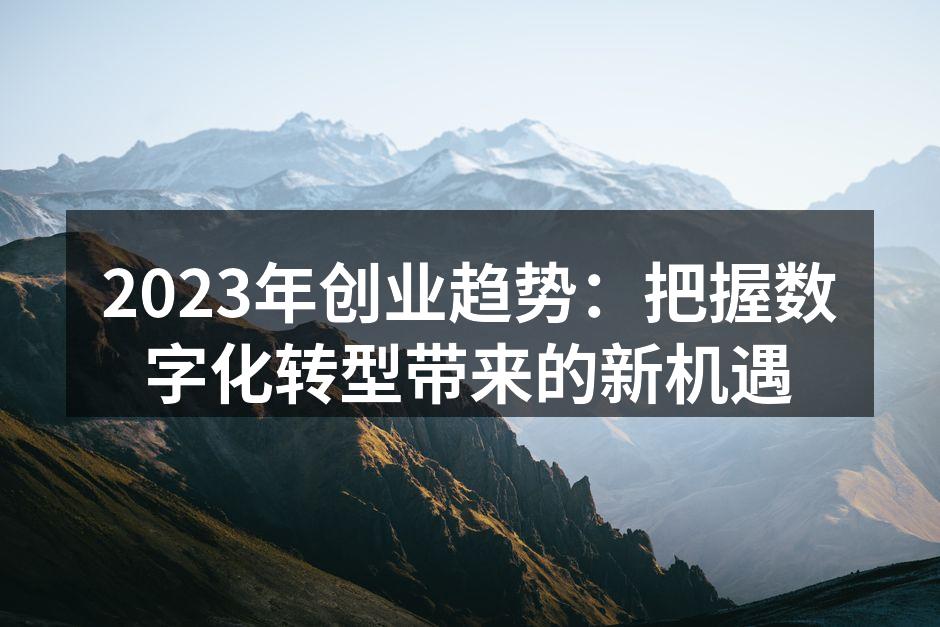 2023年创业趋势：把握数字化转型带来的新机遇
